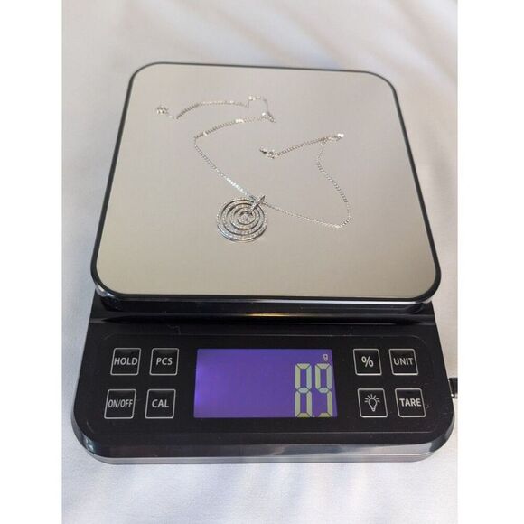 Erwin Pearl CZ Pendant Necklace Rhodium Sterling Silver 925 Signed Nested Circle - Picture 12 of 13